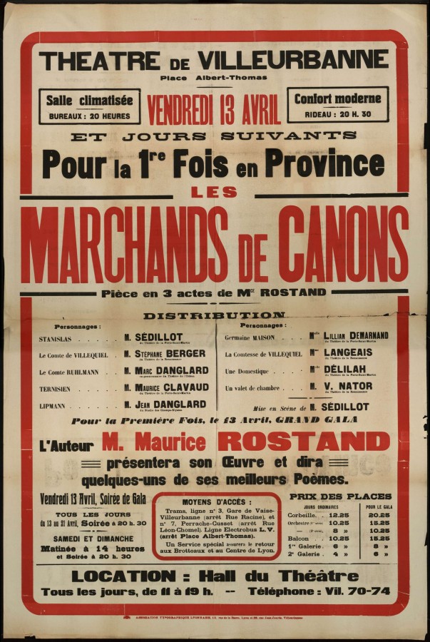 Affiche de loprette  Les Marchands de Canons , 13 avril 1934