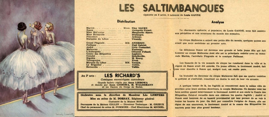 Couverture du programme et distribution du 17-18 janvier 1942 