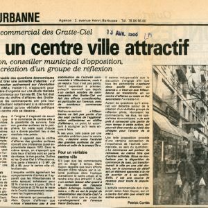 Pour un centre-ville attractif, coupure de presse, 13 avril 1988, AMV  Le Rize.