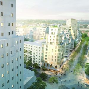 Projet dextension du centre-ville prvu pour 2030, vue depuis les Gratte-Ciel vers la place Genevive Anthonioz-de-Gaulle  ANMA-VLB-C-150608  SUD.