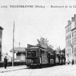 1063. Villeurbanne (Rhne) - Boulevard de la Cte. Carte postale d'aprs photographie. Archives municipales de Villeurbanne / Le Rize, 2 Fi 30. 