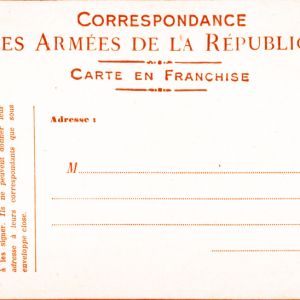 Carte de correspondance fournie par l'armée. Archives municipales de Villeurbanne / Le Rize, 5 h 5