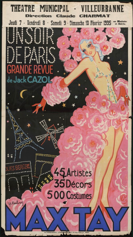 "Un soir de Paris", grande revue de Jack Cazol, Paris Les impressions lithographiques, 1935. Archives municipales de Villeurbanne / Le Rize, 8 Fi 435.