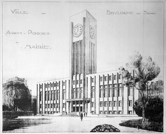 Avant-projet de l'htel de ville de Boulogne-Billancourt, Tony Garnier [architecte]. Archives municipales de Boulogne-Billancourt. 