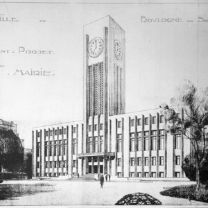 Avant-projet de l'hôtel de ville de Boulogne-Billancourt, Tony Garnier [architecte]. Archives municipales de Boulogne-Billancourt. 
