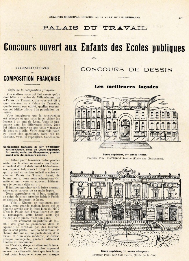 Concours de dessin ouvert. Bulletin officiel municipal, avril 1928. 