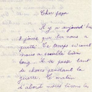 Lettre d’Arsène Goujon adressée à son père Lazare Goujon, 9 août 1914. AMV, fonds R. Fisher, 13Z1 - 1/4
