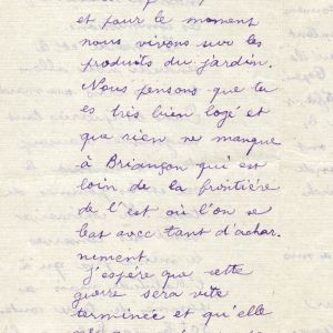 Lettre d’Arsène Goujon adressée à son père Lazare Goujon, 9 août 1914. AMV, fonds R. Fisher, 13Z1 - 4/4