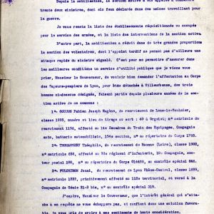 Lettre du maire de Villeurbanne adressé au ministre de la guerre, 8 juillet 1915. AMV, 2K655 - 2/2