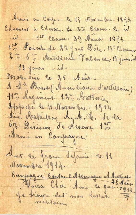 Lettre de Franois Tourdot, garde champtre de Villeurbanne, adresse  un collgue, 20 avril 1915. AMV, 2K655 - 3/4