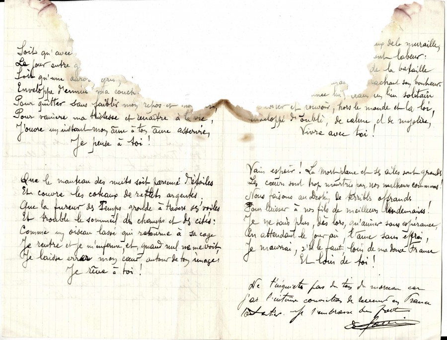Lettre de Lazare Goujon adresse  son pouse Isabelle, novembre 1916. AMV, fonds R.Fisher 13Z1 - 2/2