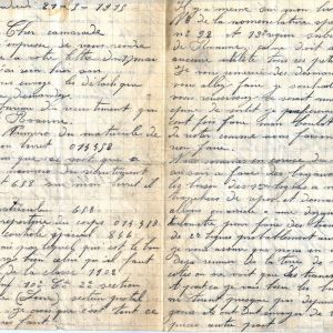 Lettre de Théophile Thomassery,  sapeur-pompier, 21 mai 1915. AMV, 2K 655 - 1/2