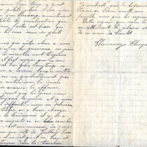 Lettre de Théophile Thomassery, sapeur-pompier, 21 mai 1915. AMV, 2K 655 - 2/2