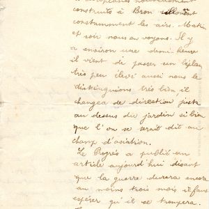Lettre d’Arsène Goujon à son père Lazare Goujon, 30 septembre 1914. AMV, fonds R. Fisher, 13Z1 - 2/2