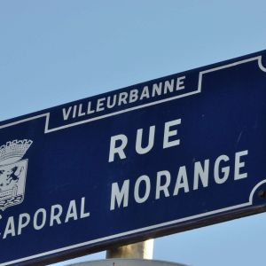 Plaque de rue au nom du caporal Morange. Photo : P. Ogier