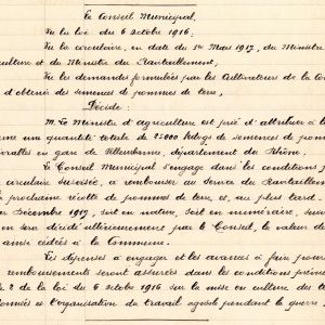 Extrait du registre des dlibrations municipales 1911-1919. Archives Municipales des Villeurbanne / le Rize.