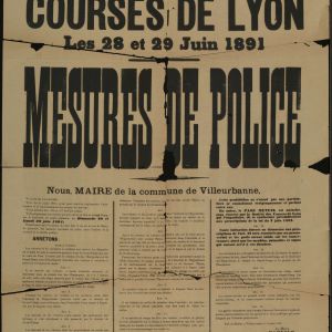 Rglementation de l'accs aux abords de l'hippodrome du Grand Camp en 1891. (affiche administrative 8Fi9)