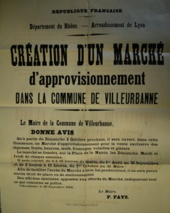 Affiche publique annonçant la création du marché de la mairie en 1892- 4F1 - AMV