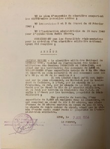 Arrêté du préfet du Rhône du 7 juillet 1954 délimitant officiellement le cimetière militaire national de la Doua. Source : Archives Municipale de Villeurbanne, le Rize, 2H3, 1954.
