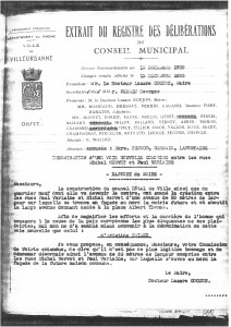 Extrait du registre des délibérations du Conseil Municipal, séance extraordinaire du 10 décembre 1932.