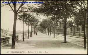 Boulevard de la Côte (actuel boulevard Eugène-Reguillon), vue en perspective de la promenade sous les arbres. Carte postale, datée du 25 avril 1919, éd. L.L. Lévy fils et Compagnie. [cote 2Fi29]
