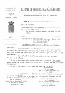 Extrait du registre des délibération de la délégation spéciale du 10 septembre 1940 : changement de dénomination de la rue Louis-GOUX en rue Pierre-Louis-Bernaix.