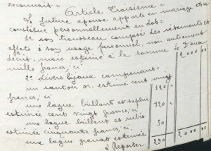 Figure 3: extrait du contrat de mariage d��tienne Wisler et Jeanne Janiaut.