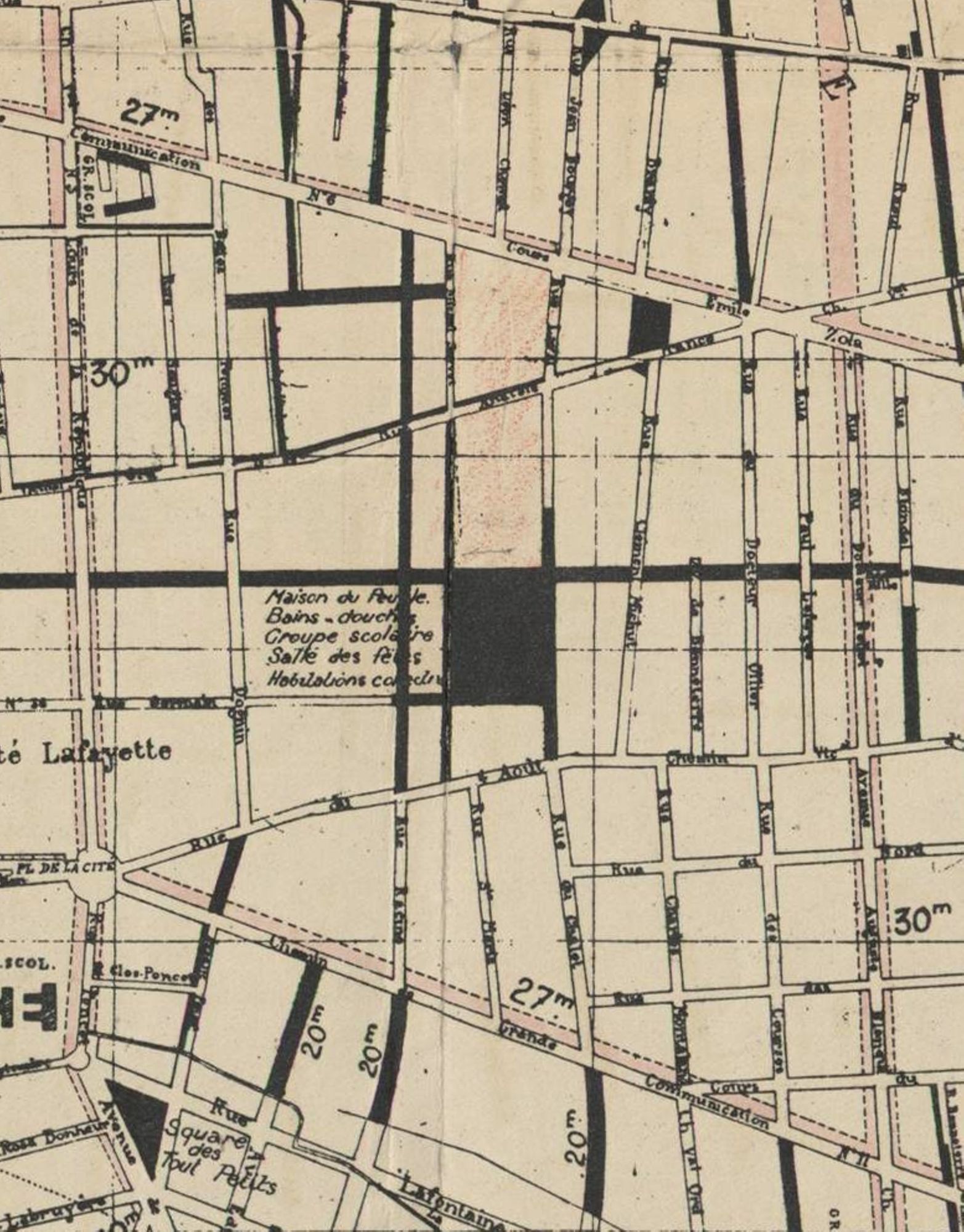 Extrait de l'avant-projet du plan d'extension de Villeurbanne, 1926. AMV 6 Fi 1088.