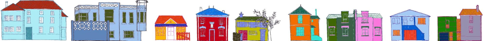 Neuf maisons dans la ville