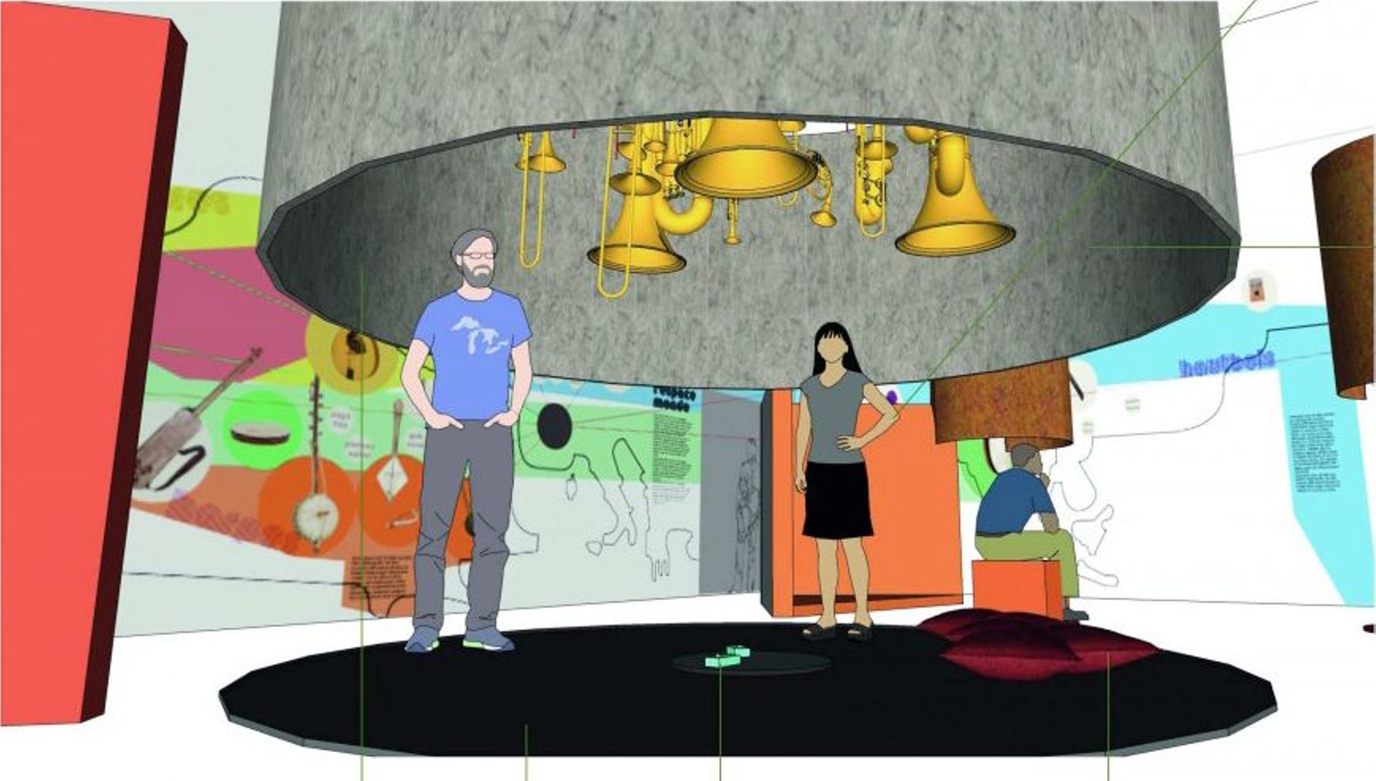 Vue du projet scénographique (c) Le Muséophone