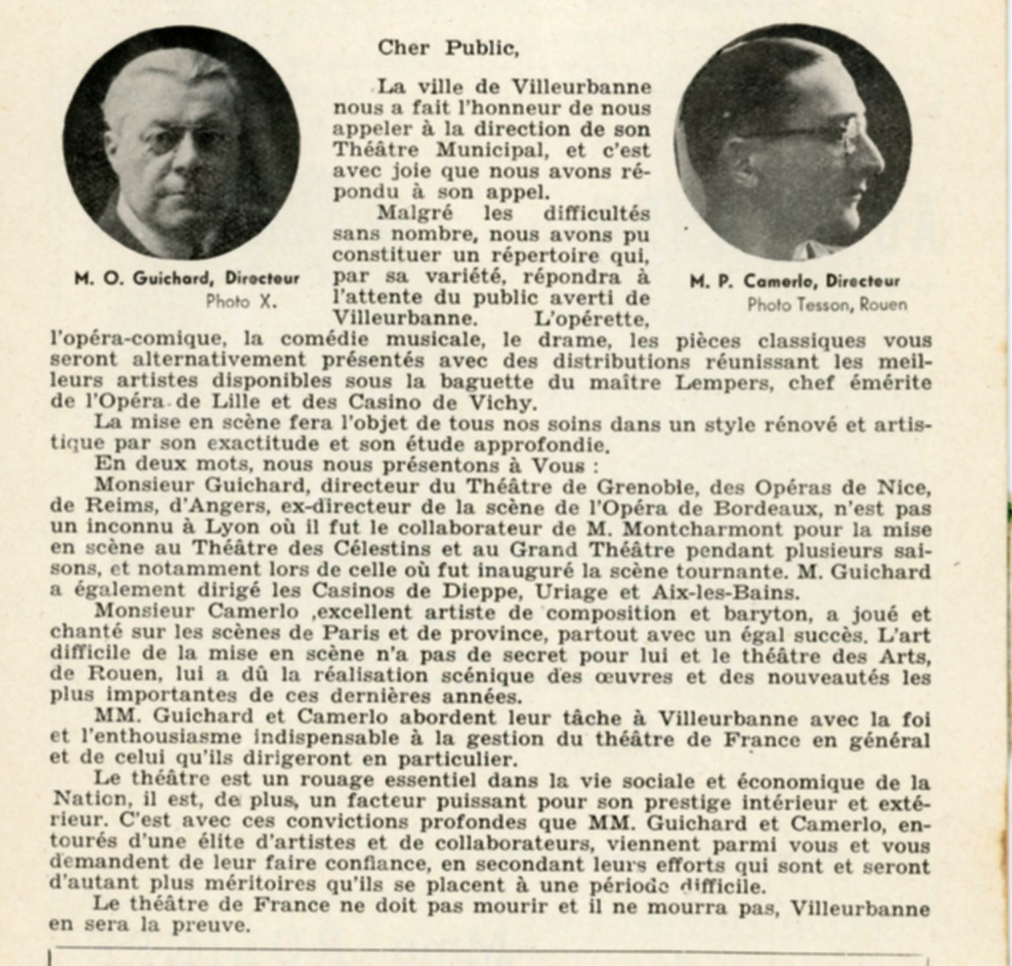 Programme : présentation des directeurs