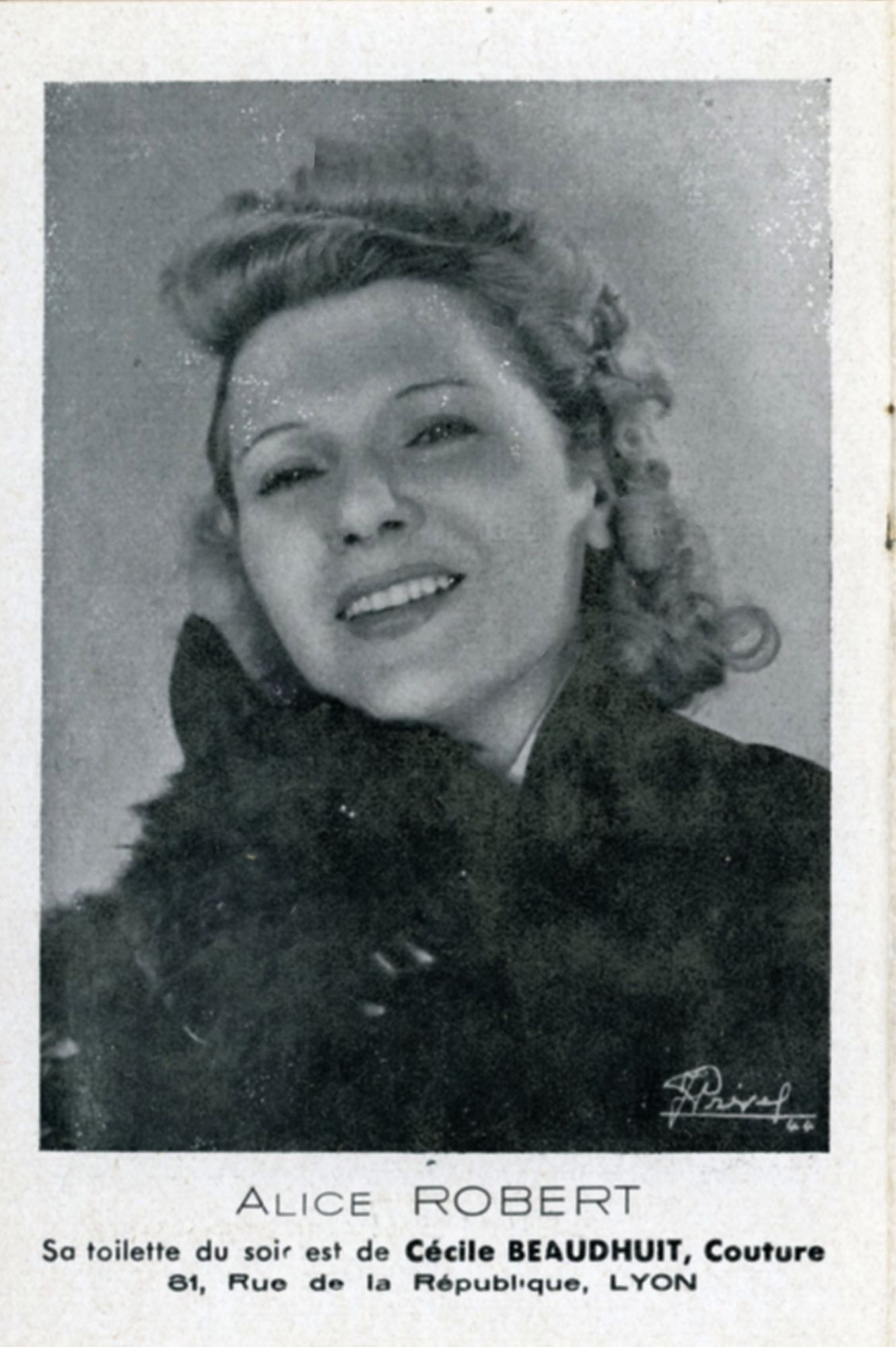 Programme : portrait d’Alice ROBERT